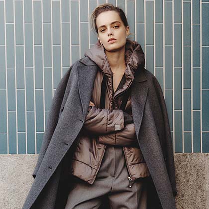 Wool crew-neck coat, black | Max Mara